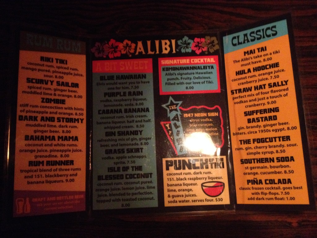 Alibi Menu