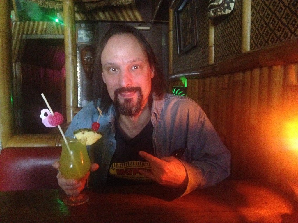 David with cocktail at The Tiki Lounge