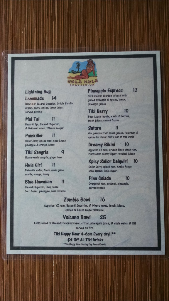 Hula Hula menu