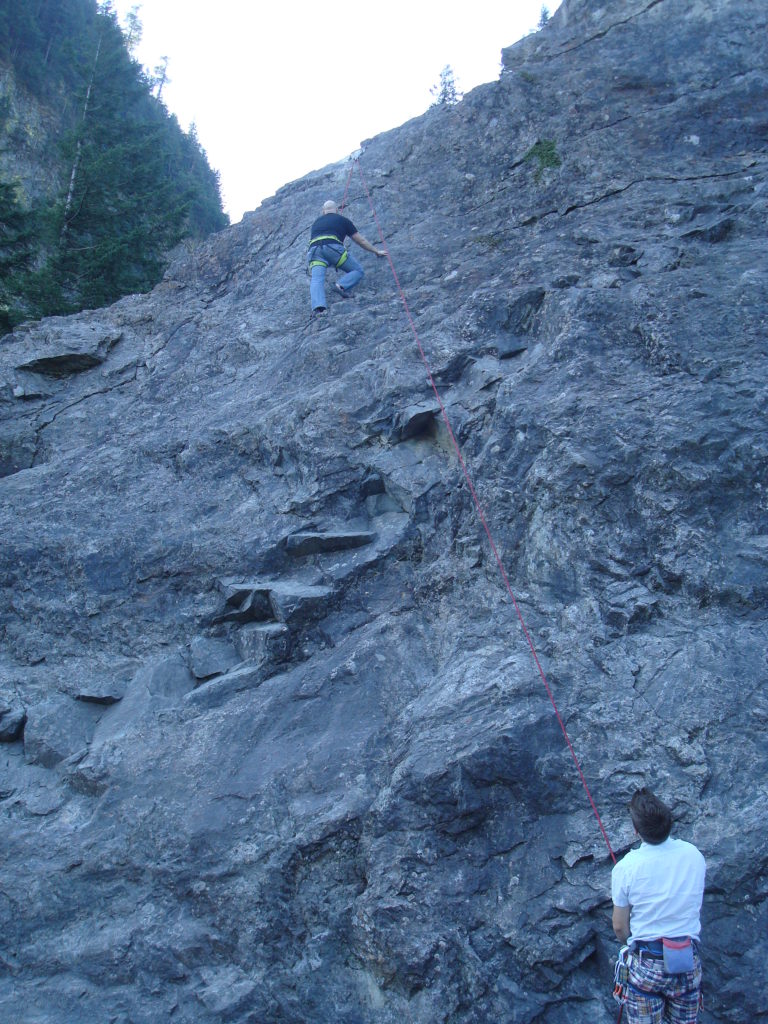 Chris and Ray rock climbing