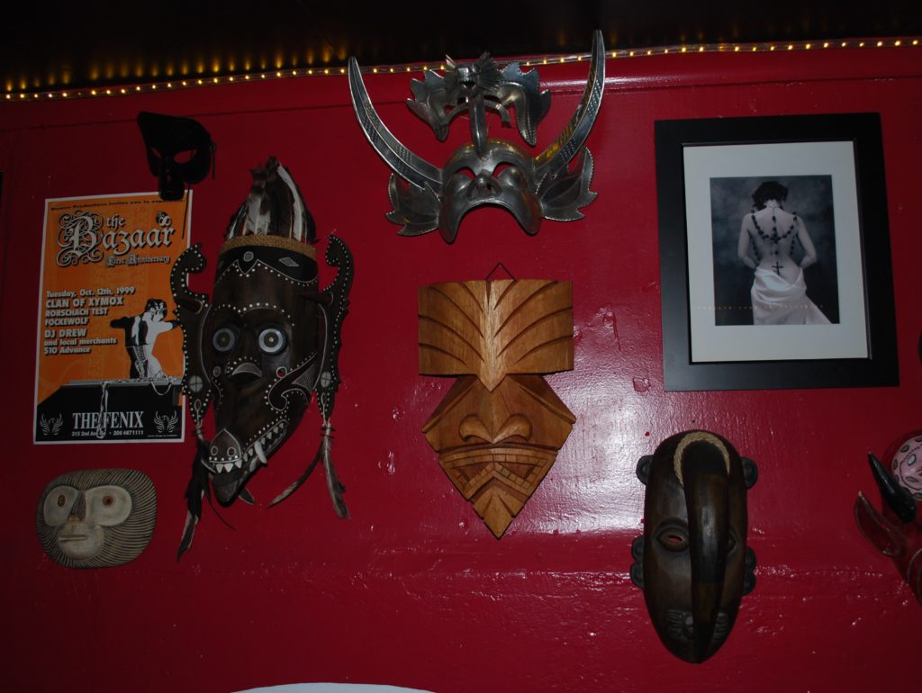 Wall hangings at Monkey Skull Voodoo Lounge