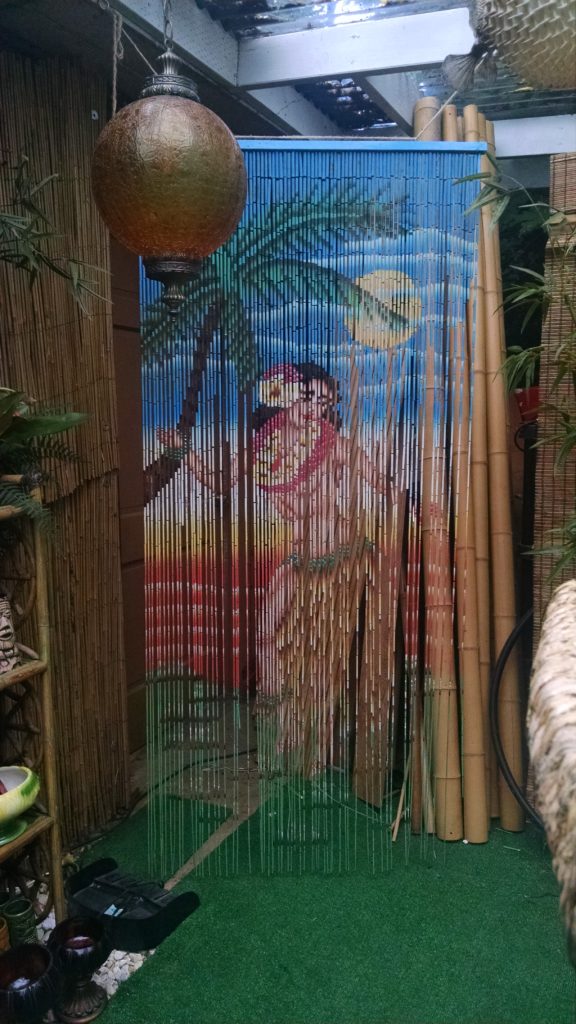 Hula girl curtain at the Harpoon Lounge