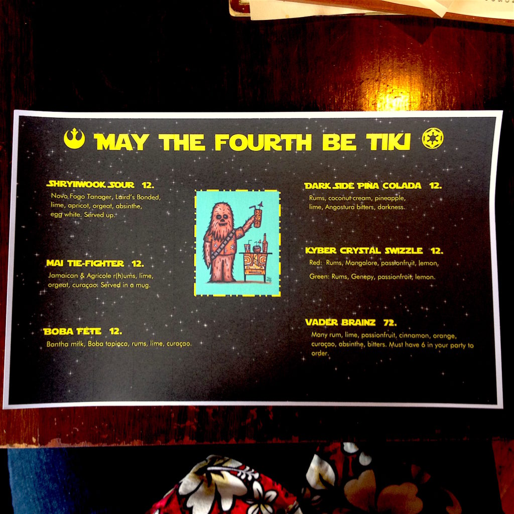 Rumba's May The Fourth Tiki Menu