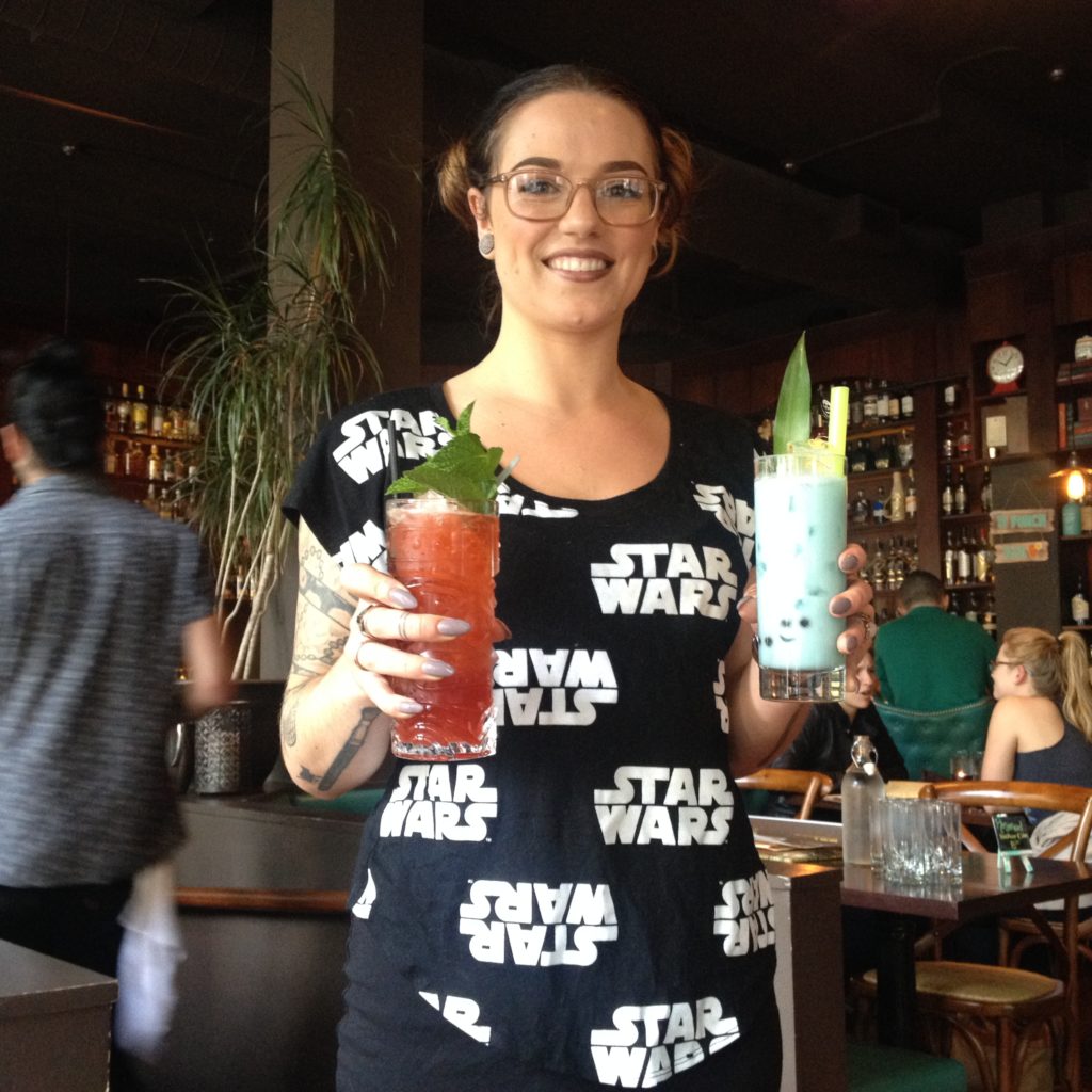 Our server Ally bring us our Star Wars Tiki drinks