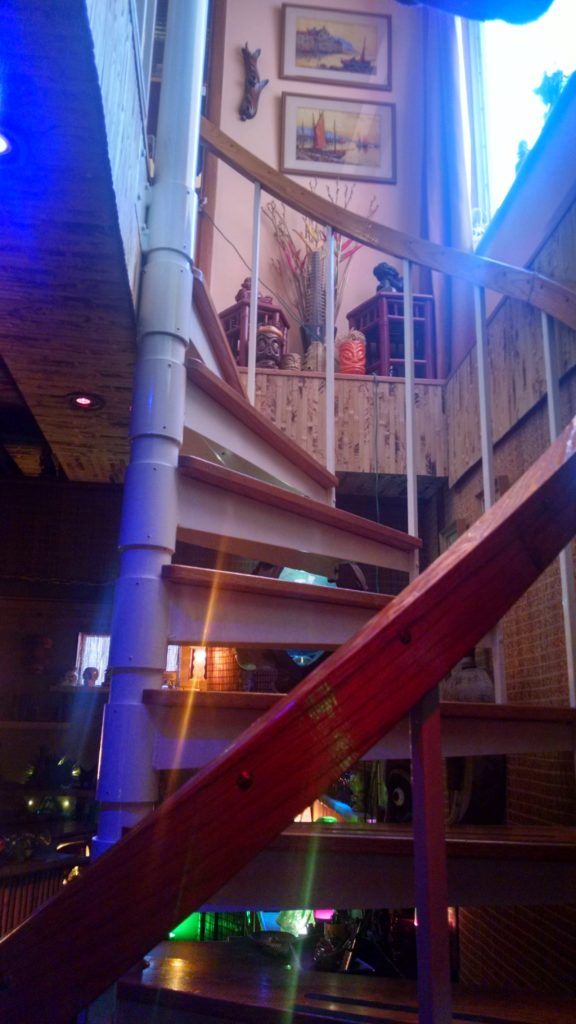 The Green Bamboo Lounge spiral staircase