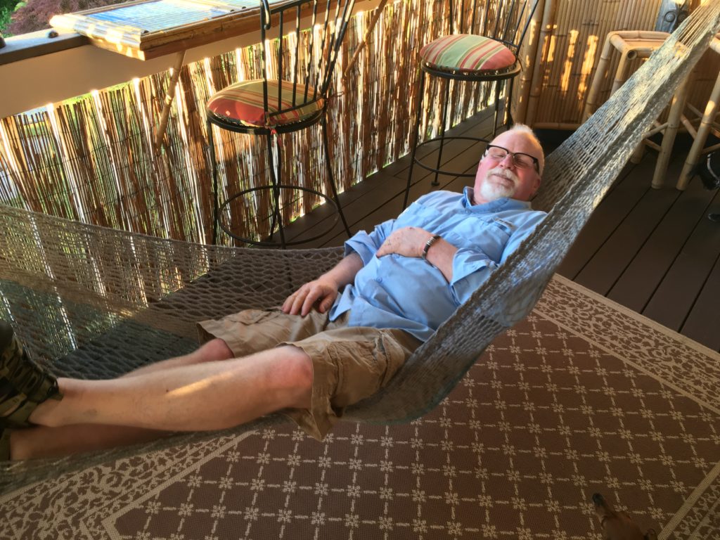 Tom relaxing in the hammock