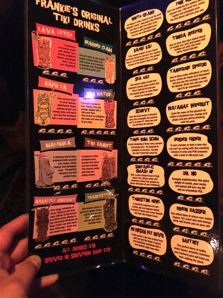 Frankie's Tiki Room Menu