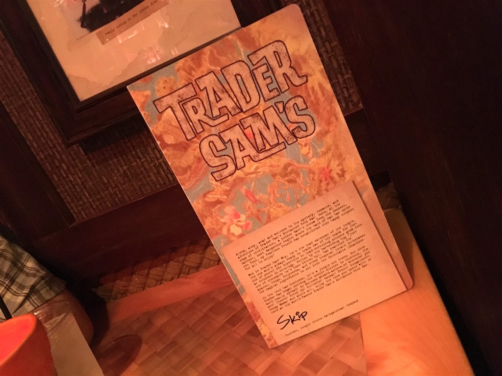 Trader Sam's menu