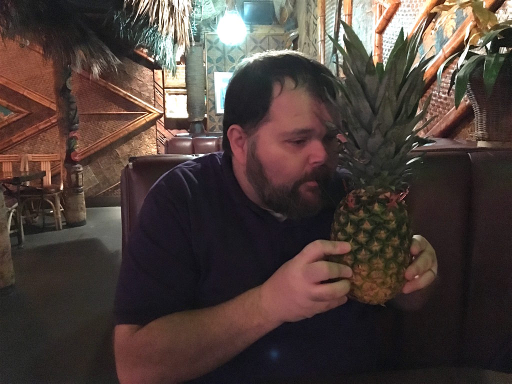 Joe drinking out of a pinneapple at Don The Beachcomber