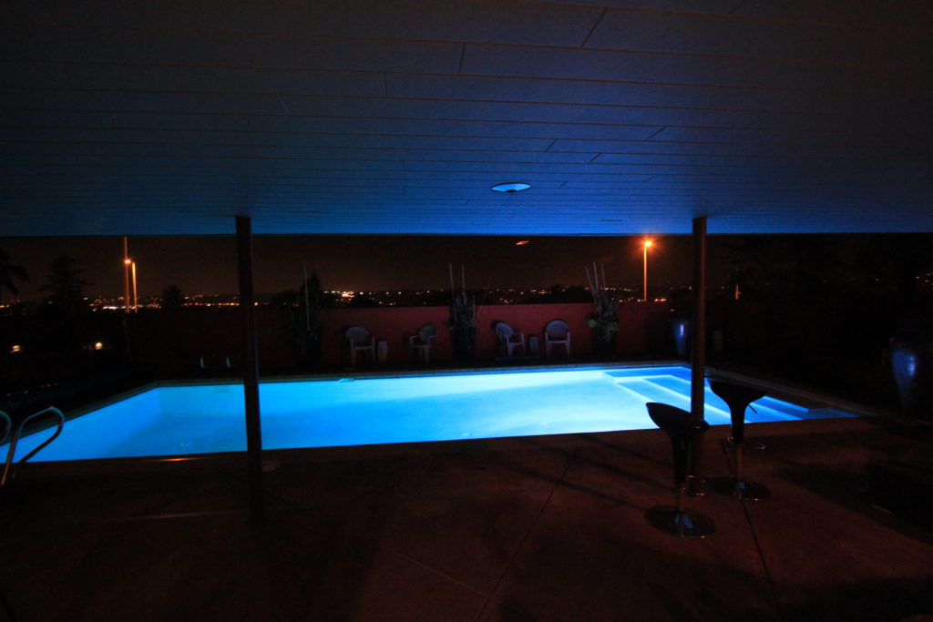 The pool a The Taboo Lagoon at night