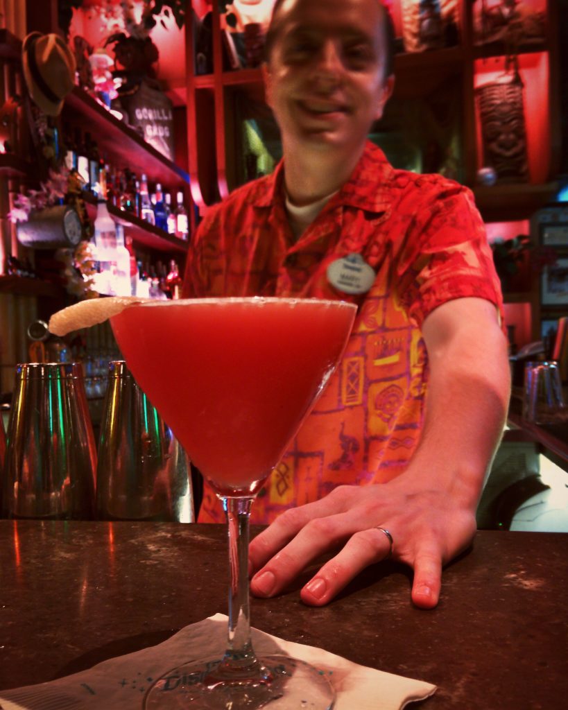 Brian Rechenmacher bartending at Trader Sam's