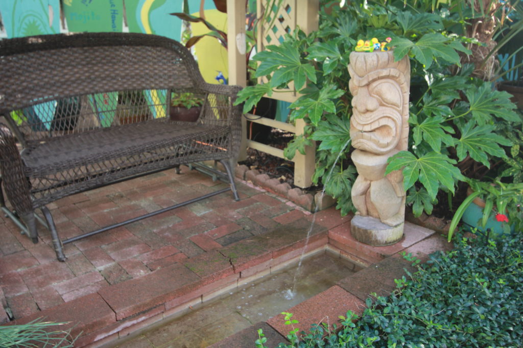 Tiki fountain at The Cabana