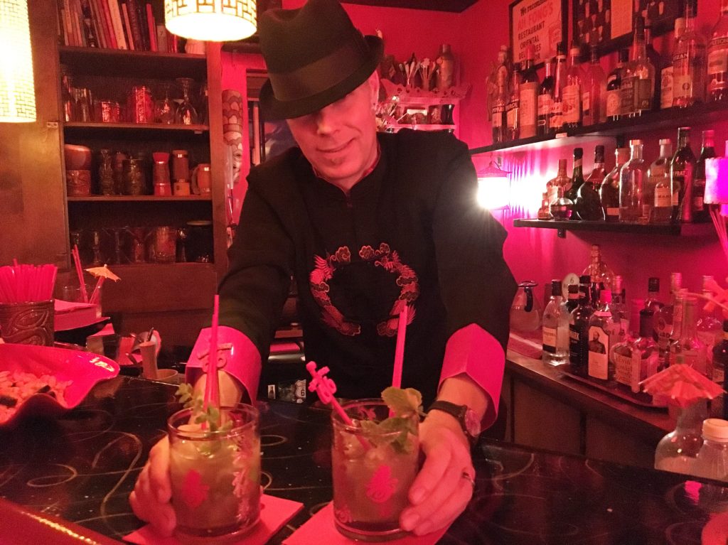 Jeffrey serving Mai Tais at Shangri-La 66