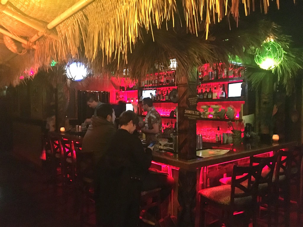The bar at The Shameful Tiki Room