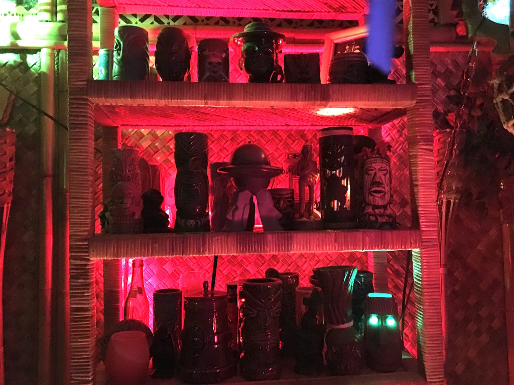 Tiki mugs at Toad's Grog Grotto