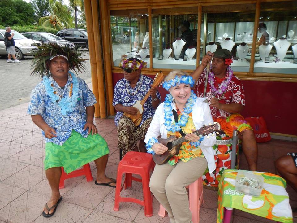 Wendy jamming with some locals