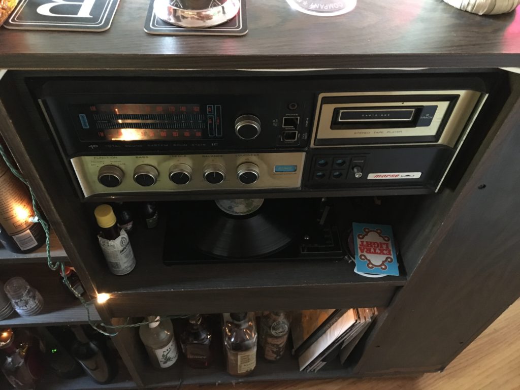 Stereo system built into bar