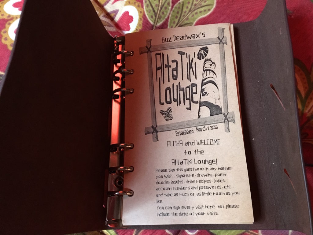 The Alta Tiki Lounge guest book