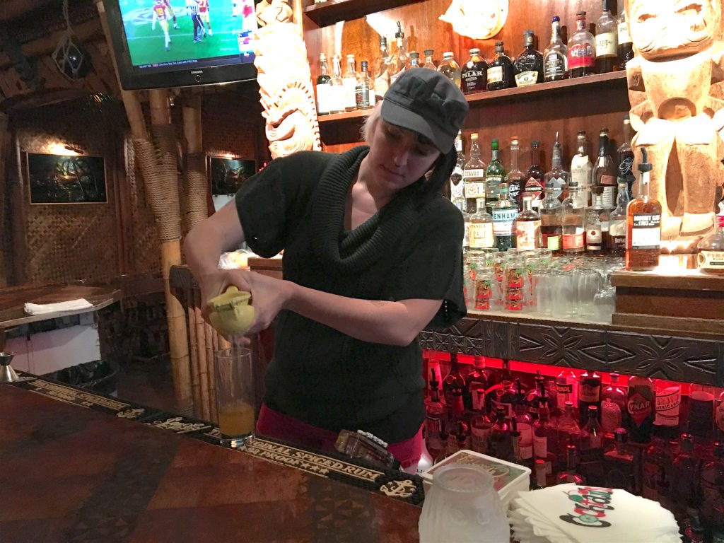 Lexi making drinks at The Kona Club