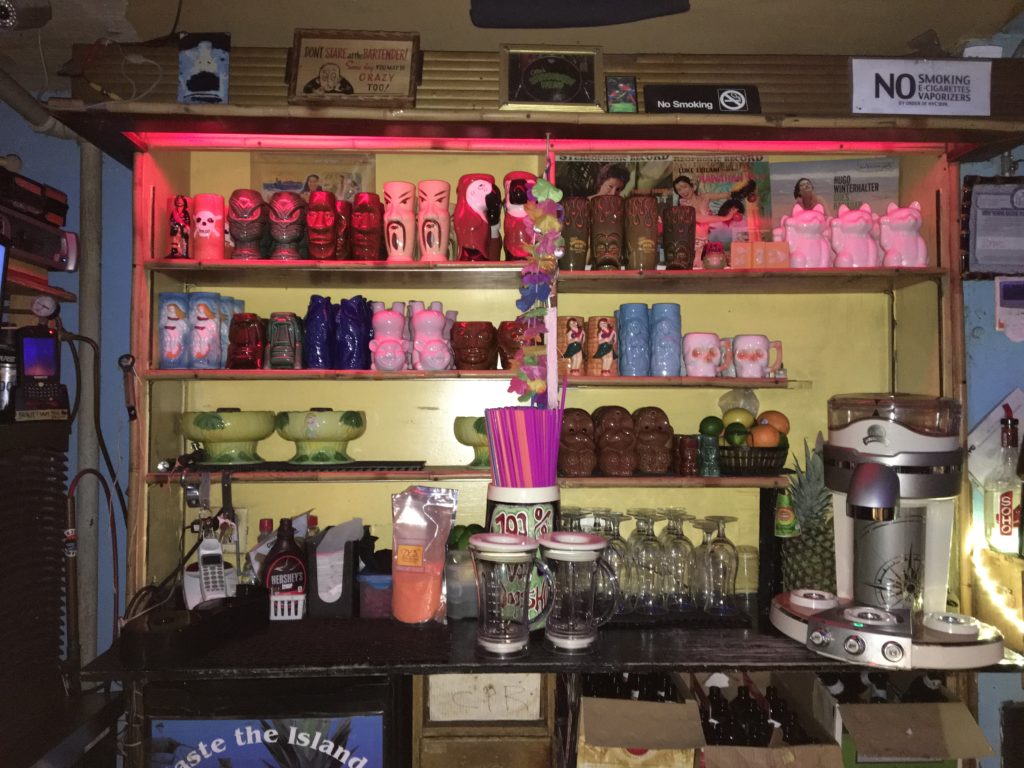 Tiki mugs at Otto's Shrunken Head