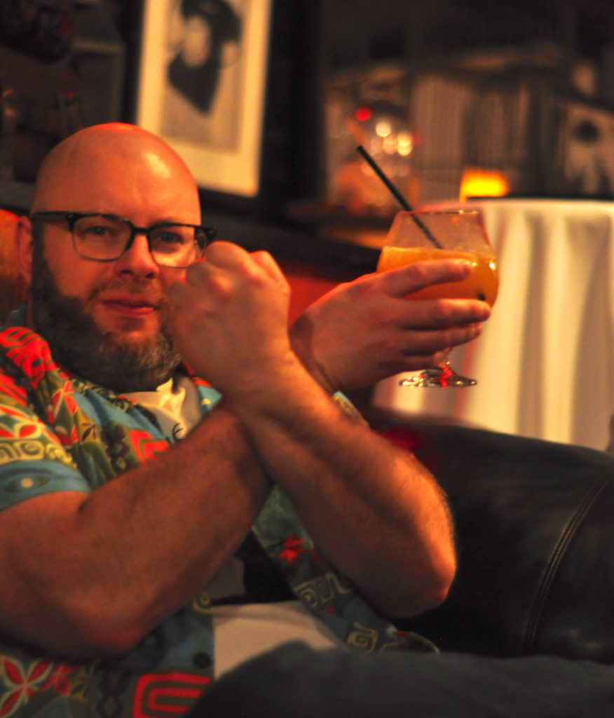 Ray enjoying an "off the menu" non-alcoholic Tiki drink