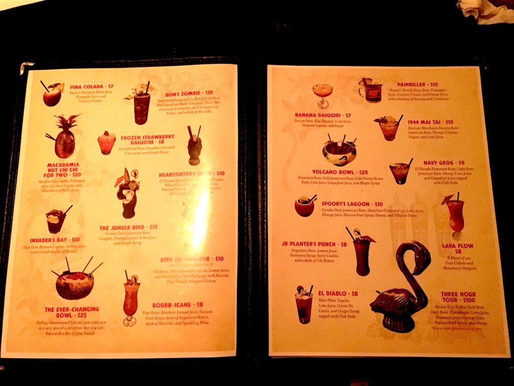 The Jungle Bird drink menu