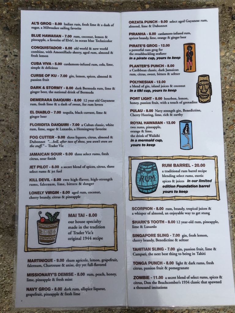 Foundation drink menu